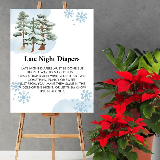 Late Night Luier Spel Winter Wonderland Sneeuwvlok Poster