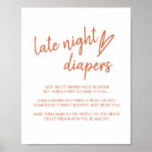 Late Night Luier Teken Boho Hart Terracotta Poster (Voorkant)