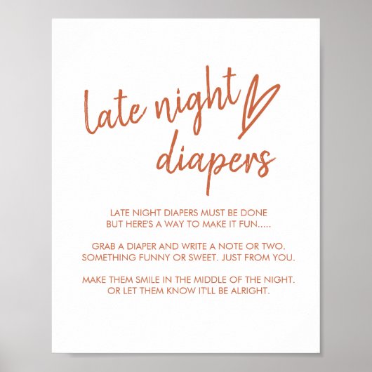 Late Night Luier Teken Boho Hart Terracotta Poster (Voorkant)