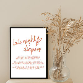 Late Night Luier Teken Boho Hart Terracotta Poster