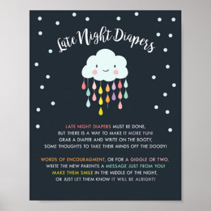 Late Night Luier teken Cloud Regendruppels Regenbo Poster