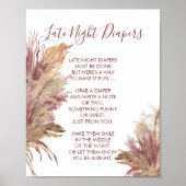 Late Night Luier Teken Pampas Grass Mauve Roze Poster (Voorkant)