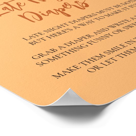 Late Night Luier Teken Roze Perzik Tuin Bloemen Poster (Hoek)