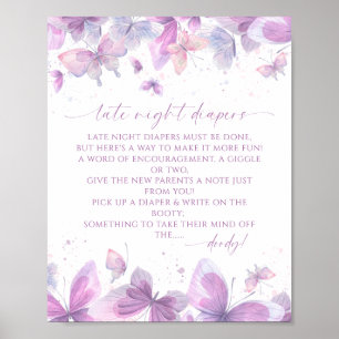 Late Night Luier Vlinders Baby Shower Poster