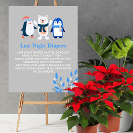Late Night Luier Winter Wonderland pinguïns beren Poster