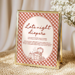 Late Night Luiers Baby Q BBQ Couples Baby Shower Poster