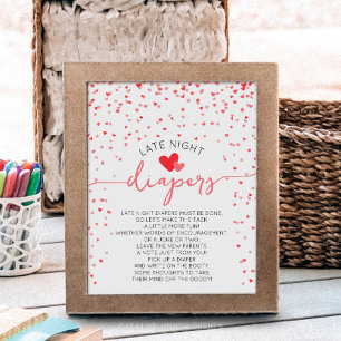 Late Night Luiers Baby shower Sign Digitale Print