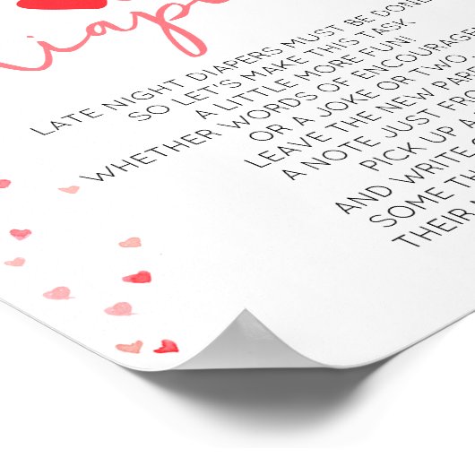 Late Night Luiers Baby shower Sign Digitale Print (Hoek)