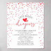 Late Night Luiers Baby shower Sign Digitale Print (Voorkant)