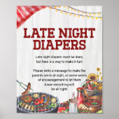 Late Night Luiers BBQ Achtertuin Rustiek Baby show Poster (Voorkant)