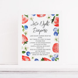 Late Night Luiers Berry Baby shower Poster