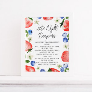Late Night Luiers Berry Baby shower Poster