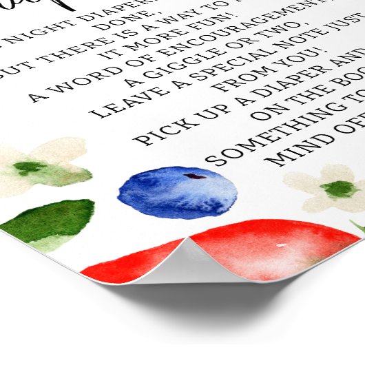 Late Night Luiers Berry Baby shower Poster (Hoek)