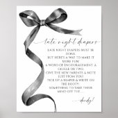 Late Night Luiers Black Bow Baby shower Poster (Voorkant)