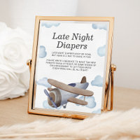 Late Night Luiers Blauw Vliegtuig Baby shower