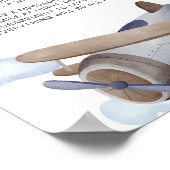 Late Night Luiers Blauw Vliegtuig Baby shower Poster (Hoek)