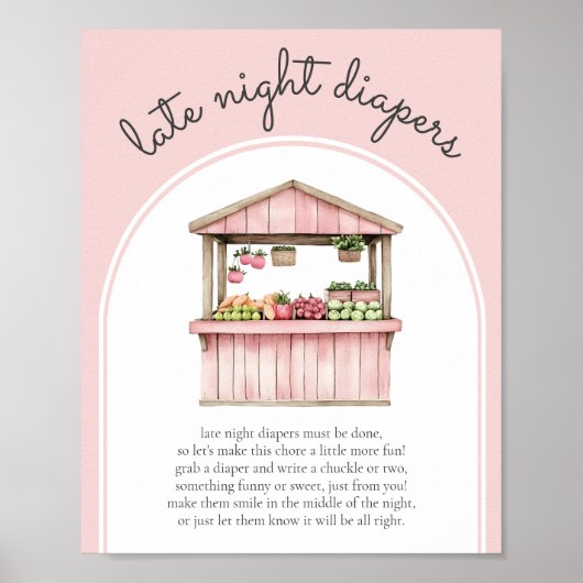 Late Night Luiers Boeren Markt Baby shower Game Poster (Voorkant)