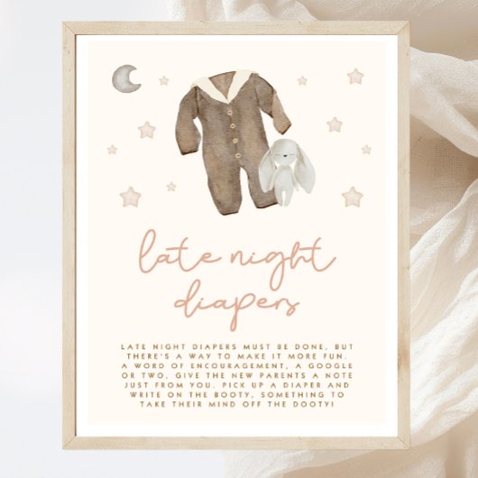 Late Night Luiers Boho Baby shower Spelbord Poster