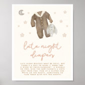 Late Night Luiers Boho Baby shower Spelbord Poster (Voorkant)