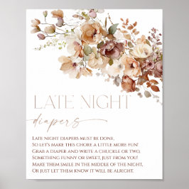 Late night luiers boho herfst herfstbloemen poster