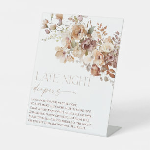 Late night luiers boho herfst herfstbloemen reclamebord met voetstuk
