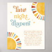 Late Night Luiers Boho Sun Baby shower Teken Poster (Voorkant)
