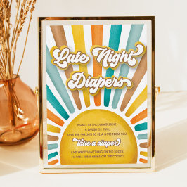 Late Night Luiers Boho Sunshine Baby shower Teken Poster