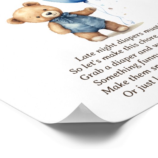 Late Night Luiers Boy Baby shower Game Poster (Hoek)