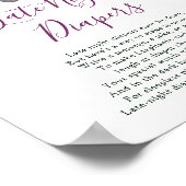 Late Night Luiers Dusty Mauve Paarse Baby shower Poster (Hoek)