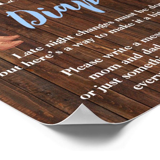 Late Night Luiers Game AA Cowboy Baby shower Sign Poster (Hoek)