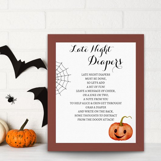 Late Night Luiers Halloween Baby shower Spel Poster