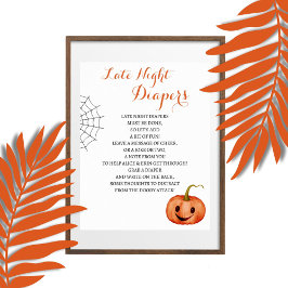 Late Night Luiers Halloween Baby shower Spel Poster