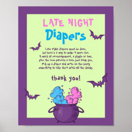 Late Night Luiers Halloween Baby shower Spel Poster