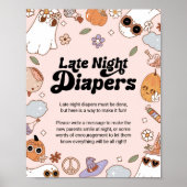 Late Night Luiers Halloween Ghost Baby shower Poster (Voorkant)