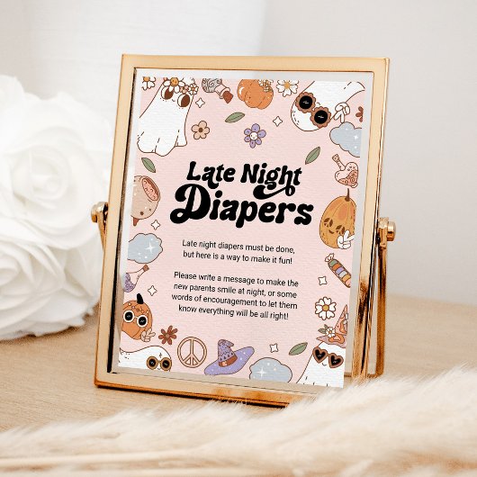 Late Night Luiers Halloween Ghost Baby shower Poster