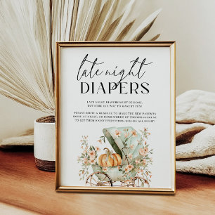 Late Night Luiers Herfst Little Pumpkin Baby showe Poster