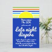 Late Night Luiers Hier komt het Son Baby shower (Staand voorkant)