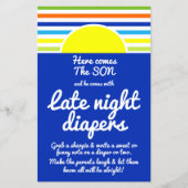 Late Night Luiers Hier komt het Son Baby shower (Voorkant)
