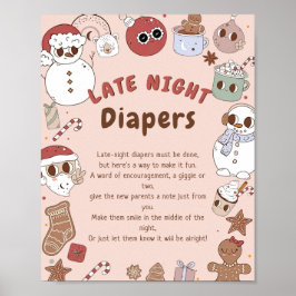 Late Night Luiers Kerst Baby shower Spel Poster