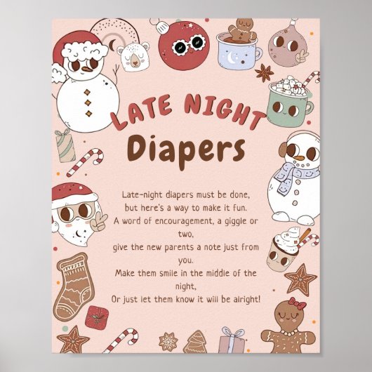 Late Night Luiers Kerst Baby shower Spel Poster (Voorkant)