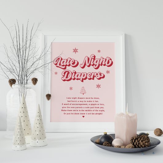 Late Night Luiers Kerst Baby shower Spel Poster