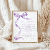Late Night Luiers Lavendel Bow Baby shower Poster