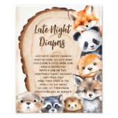 Late Night Luiers Leuke Dieren Baby shower Teken Foto Afdruk (Voorkant)