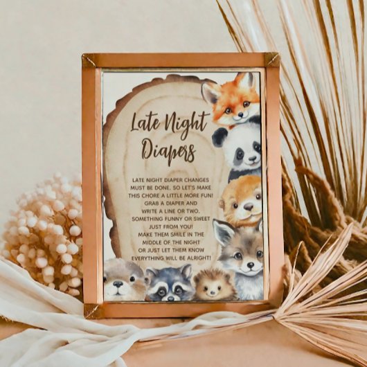 Late Night Luiers Leuke Dieren Baby shower Teken Foto Afdruk