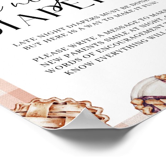 Late Night Luiers Little Cutie Pie Baby shower Poster (Hoek)