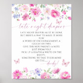 Late Night Luiers Minimalistisch Baby shower Poster (Voorkant)