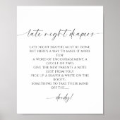 Late Night Luiers Minimalistisch Baby shower Poster (Voorkant)