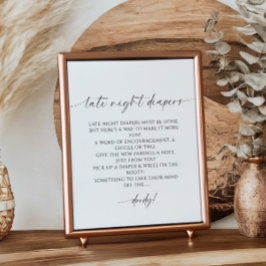 Late Night Luiers Minimalistisch Baby shower Poster