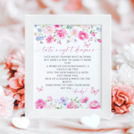 Late Night Luiers Minimalistisch Baby shower Poster