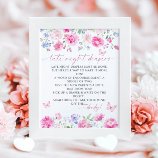 Late Night Luiers Minimalistisch Baby shower Poster